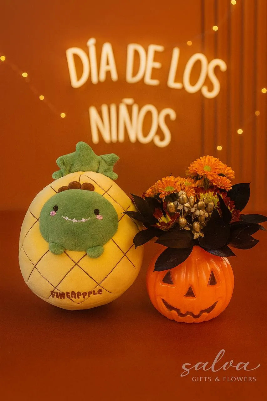 Flores Calabaza Tropical Con Cocodrilo Piña