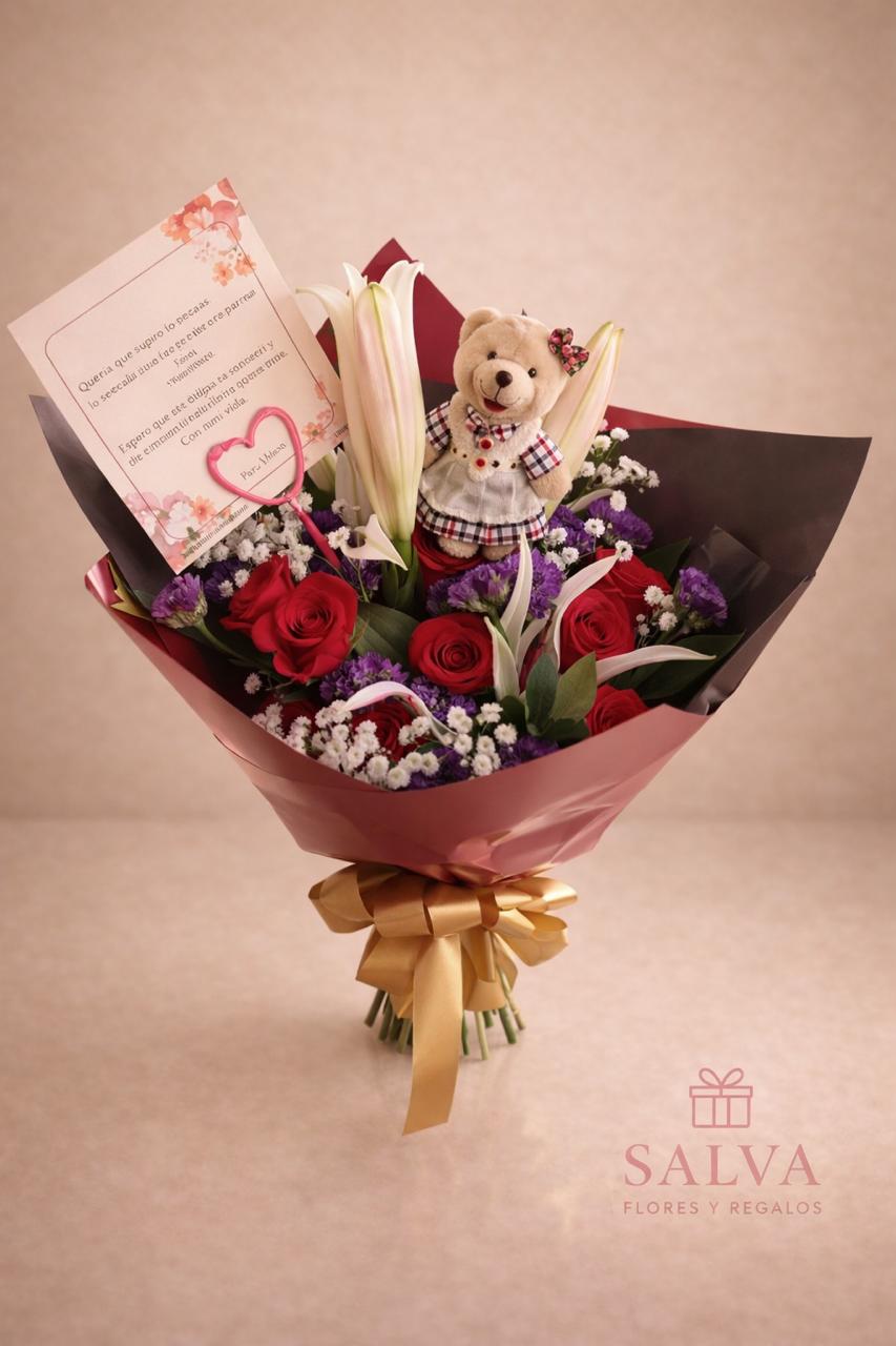 Bouquet con osito mini