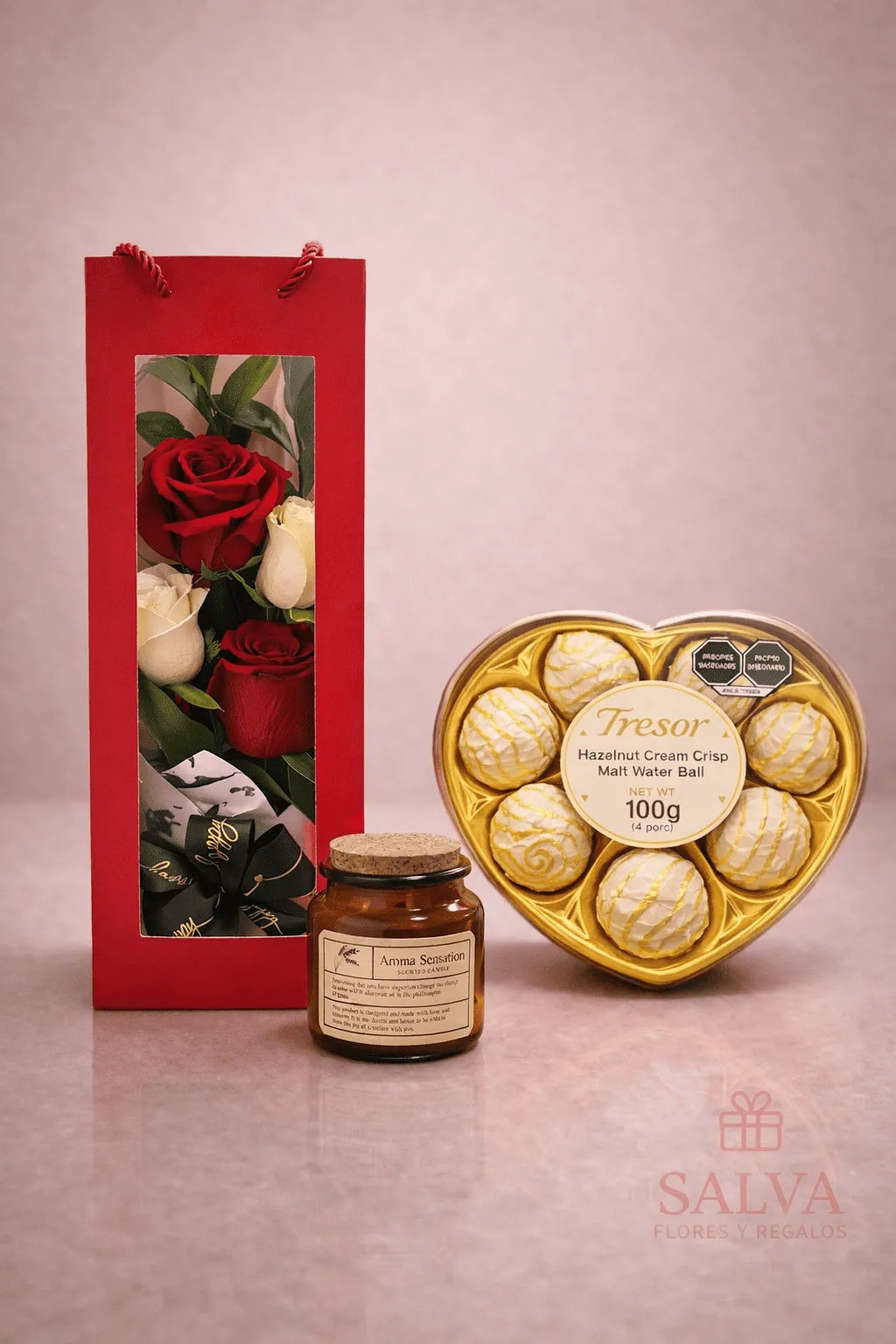 Bolsa Rosas + Chocolates + Vela – Edición Especial