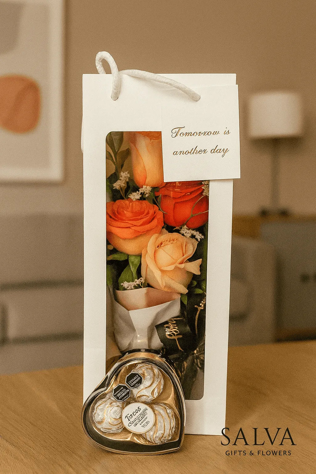Bolsa Regalo De Rosas Flores Y Chocolates
