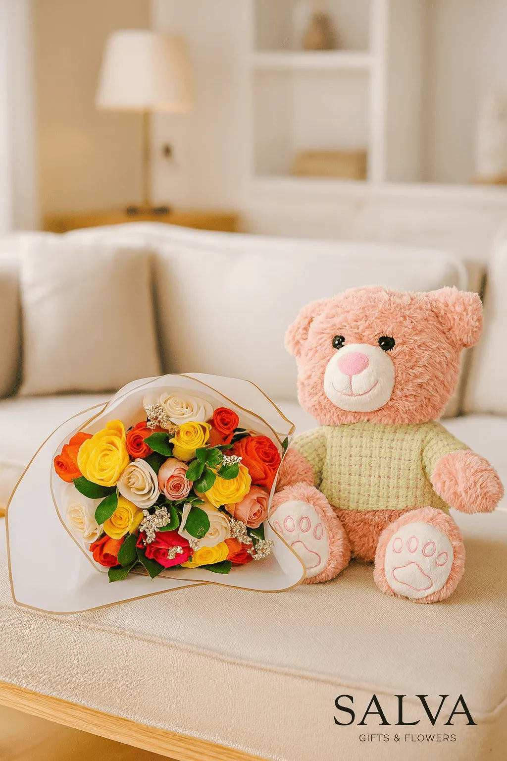 Regalo Oso Y Bouquet Rosas Surtidas