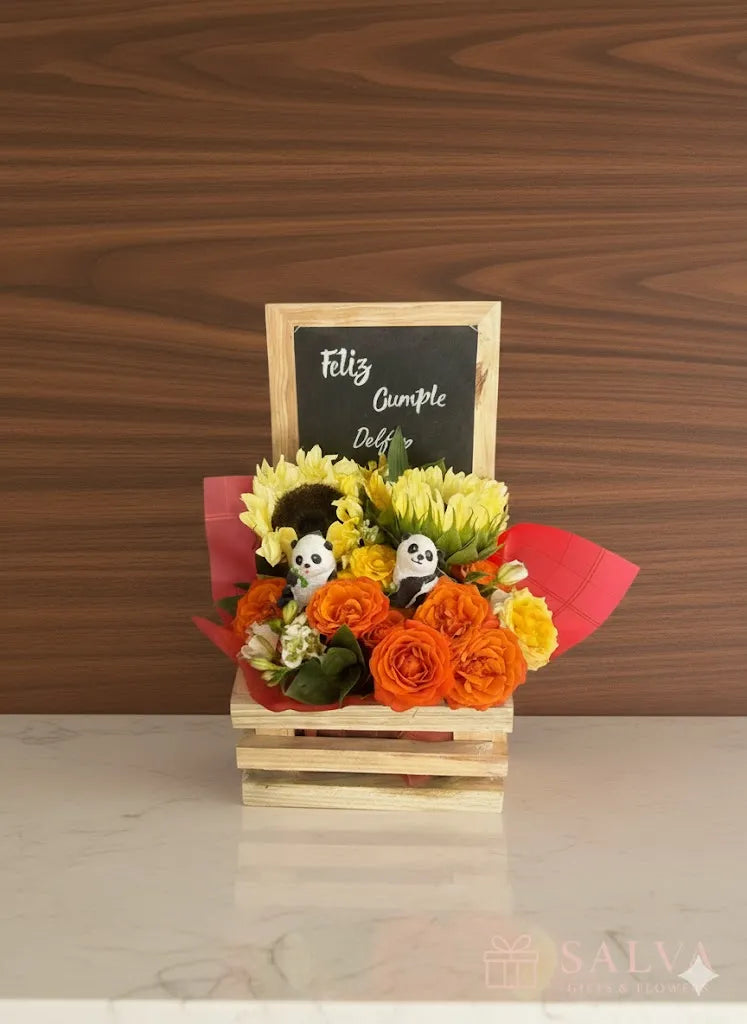 Flores Caja Sorpresa Feliz Cumple