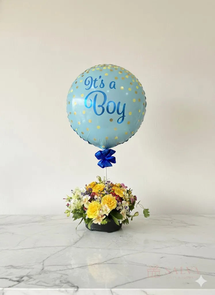Arreglo Floral “it’s A Boy” – Bienvenida Al Bebé
