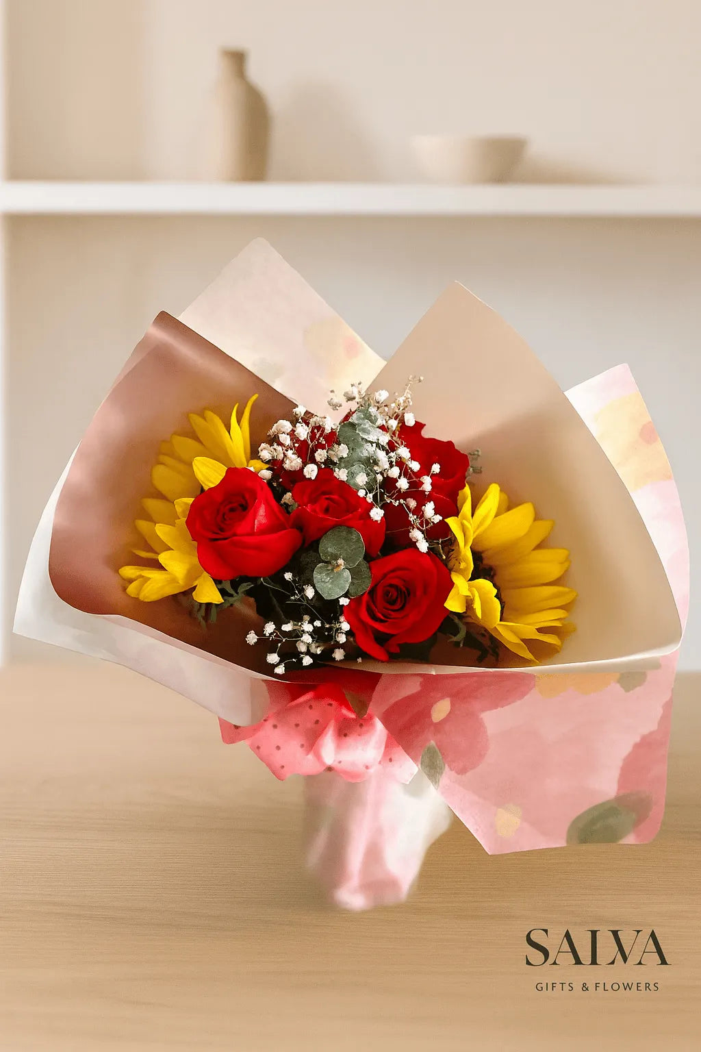 Bouquet Rosas Y Girasoles