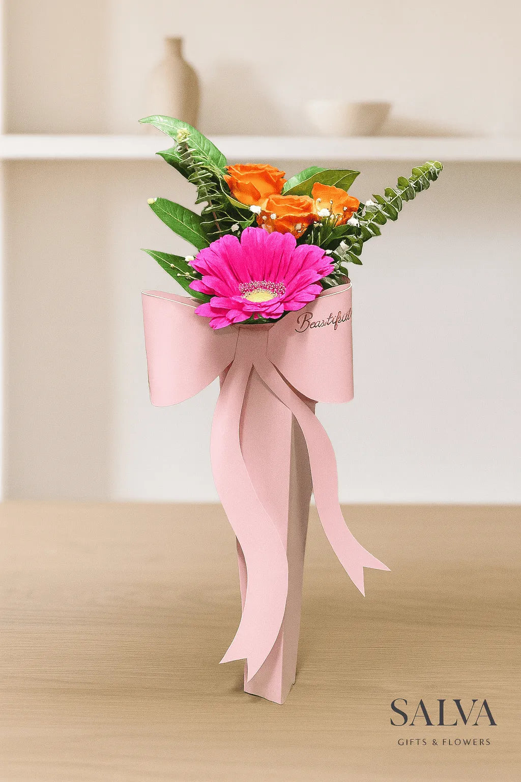 Solitario Gerbera Y Mini Rosa